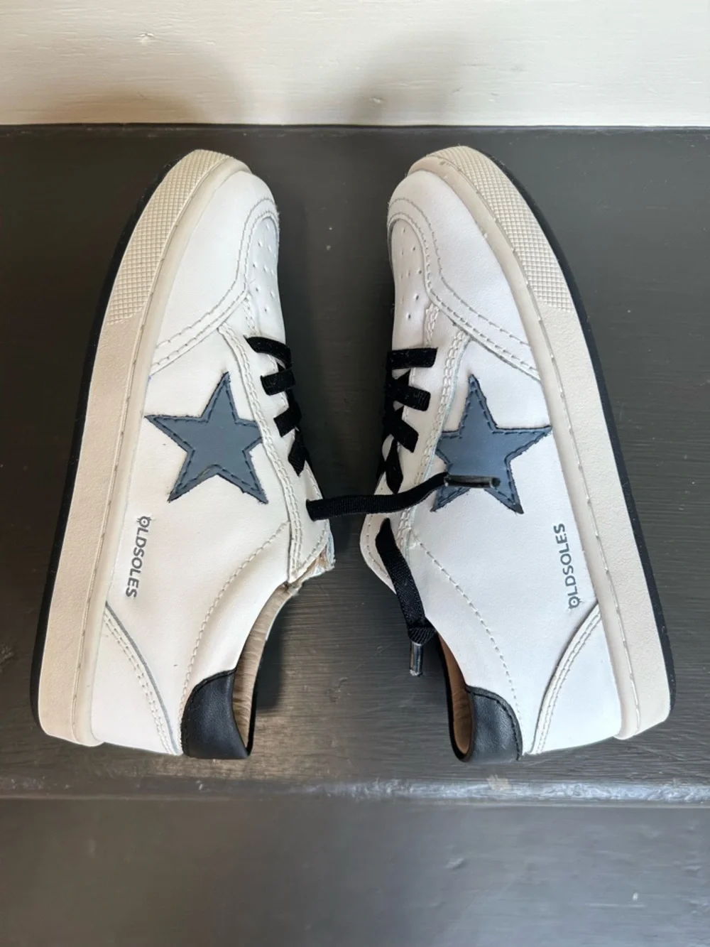 Old Soles Toddler Boy White Star Zipper Leather Sneaker, Size 29, 11.5-12 US